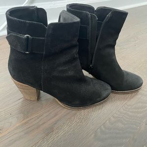 Black suede small heel bootie size 8.5 never worn